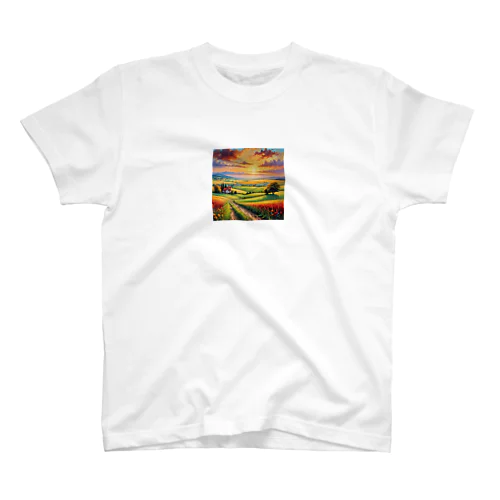 夕日に染まる田園風景 Regular Fit T-Shirt