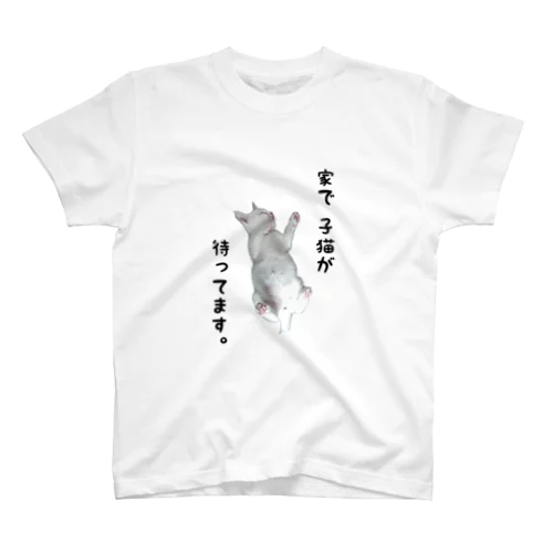 家で子猫が   写真･黒文字 スタンダードTシャツ