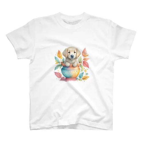 puppy in vintagepot Regular Fit T-Shirt