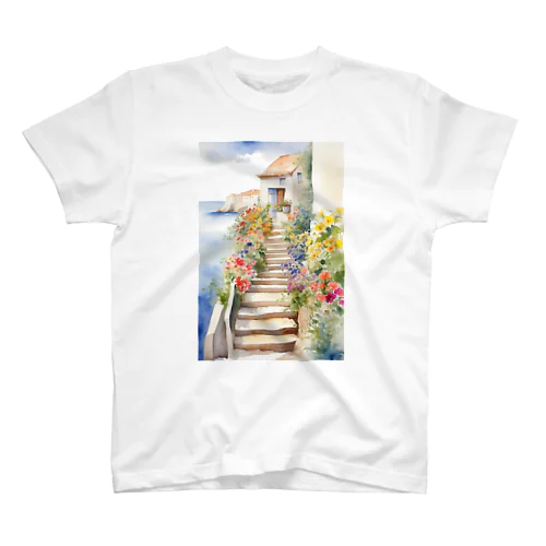 花のある階段（Staircase with flowers） スタンダードTシャツ