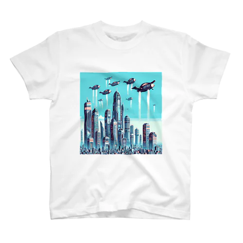 ピクセルアート 未来都市 スタンダードTシャツ
