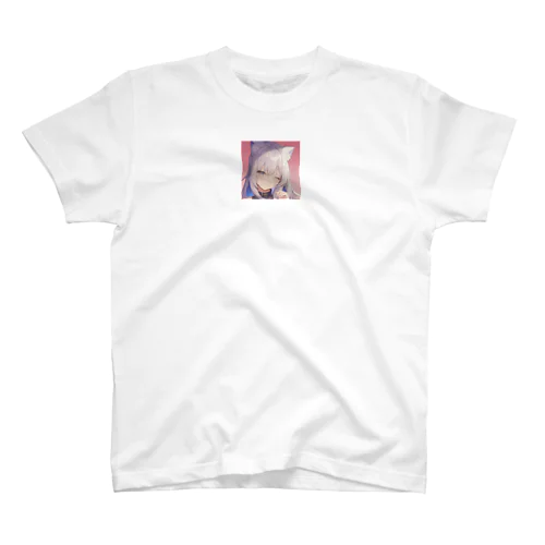 かわいいネコ耳女子（髪色グレー） スタンダードTシャツ