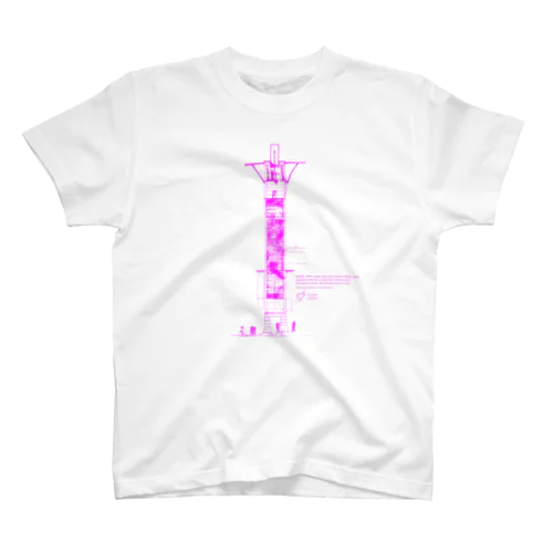 ①建築ドローイングTシャツ（タワー淡色生地） スタンダードTシャツ