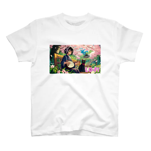時空の旅猫アルトとミアと桜の庭園 スタンダードTシャツ