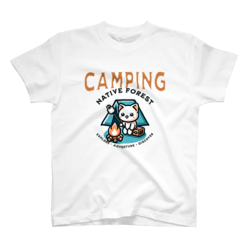 Chibi Cat Camping Joy Regular Fit T-Shirt