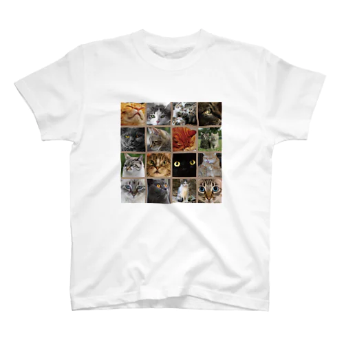 猫にゃ パッチワーク風 cat patchwork Regular Fit T-Shirt