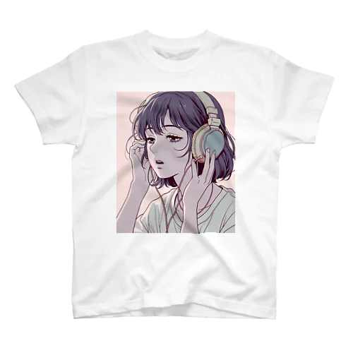 ヘッドフォンをしている女の子 Regular Fit T-Shirt