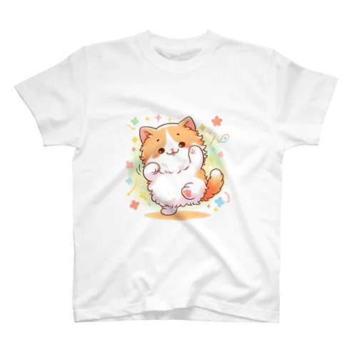 ダンスするふわふわ猫ちゃん スタンダードTシャツ