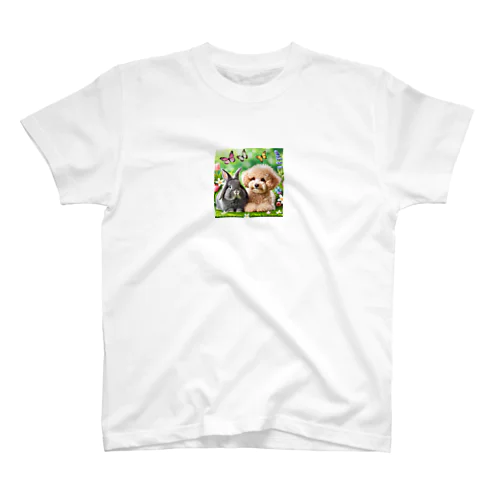 うさぎのネザーランドドワーフと犬のトイプードル スタンダードTシャツ