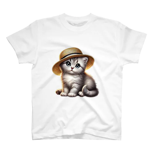 かわいい麦わら帽子の子猫 スタンダードTシャツ