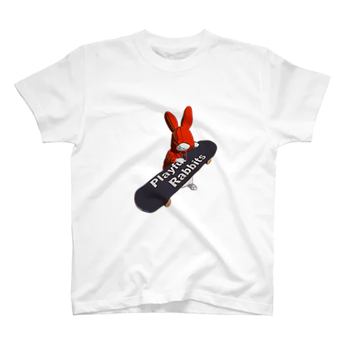 Playful Rabbits レッド スタンダードTシャツ