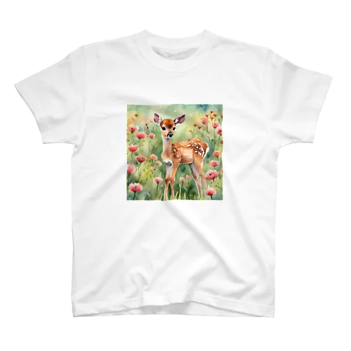 子鹿とお花畑 スタンダードTシャツ
