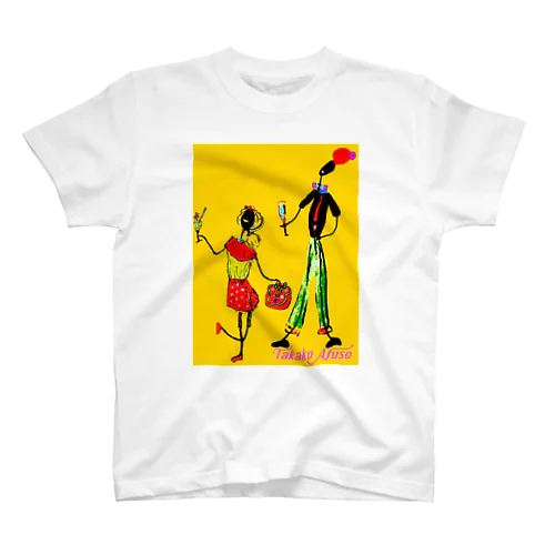 安富祖貴子　happy pair yellow Regular Fit T-Shirt