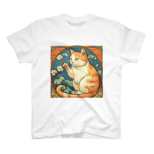 金運招く猫ミュシャ風 スタンダードTシャツ