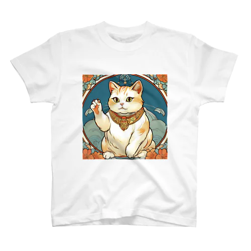 夜のミュシャ風招き猫 スタンダードTシャツ