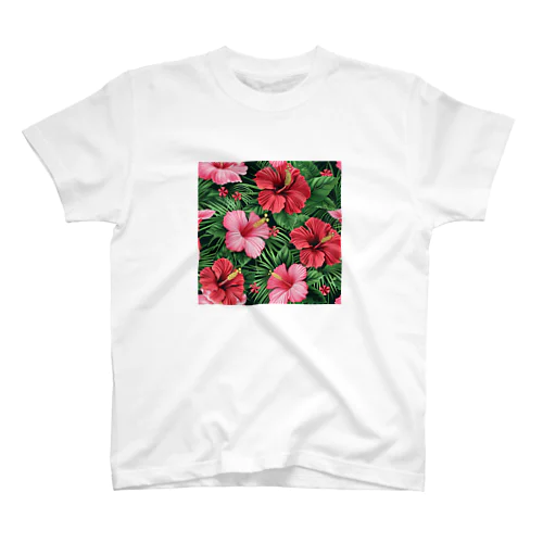 赤色の花ハイビスカス Regular Fit T-Shirt