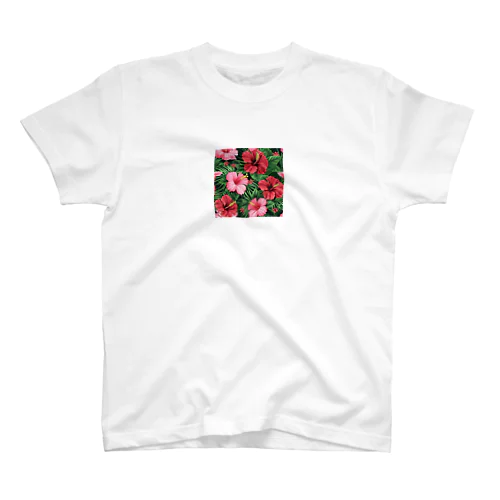 赤色の花ハイビスカス スタンダードTシャツ