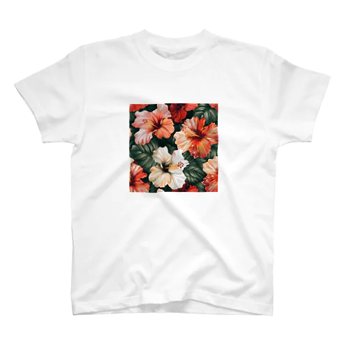 色合い鮮やか花ハイビスカス Regular Fit T-Shirt