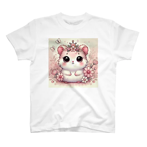 お花の冠をつけたかわいいハムスター スタンダードTシャツ