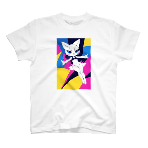 pop lady cat girl Regular Fit T-Shirt