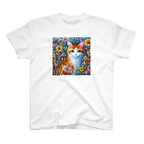 子猫とお花畑🐈🌸🌼 スタンダードTシャツ