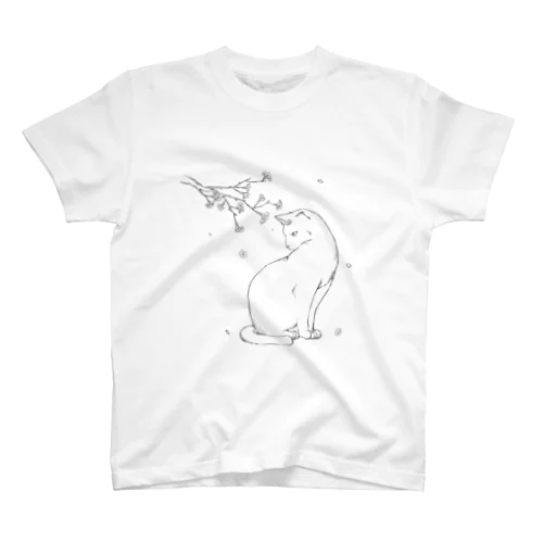 猫と桜 Regular Fit T-Shirt