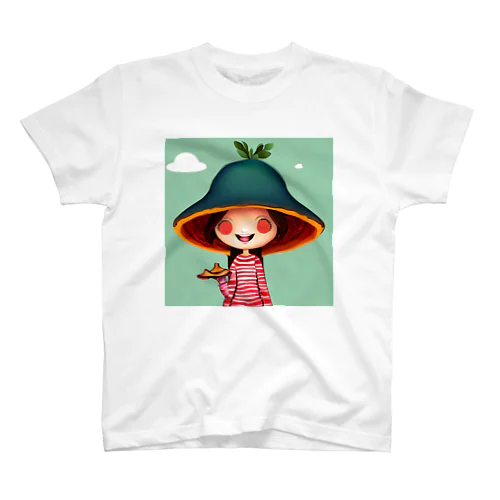【数量限定デザイン】緑色のきのこ帽子を被った赤い瞳の女の子Tシャツ Regular Fit T-Shirt