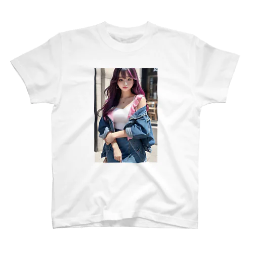 AI beautiful model street corner snap Regular Fit T-Shirt