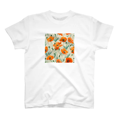 イラスト　色鮮やかなオレンジ色のコスモスの花 Regular Fit T-Shirt