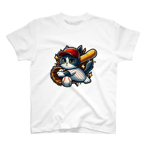 猫×野球 Regular Fit T-Shirt