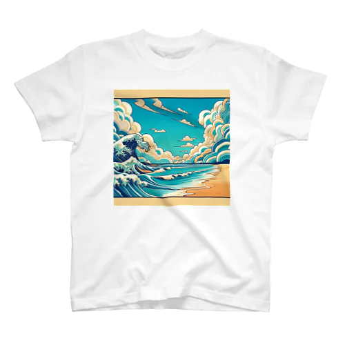 和風柄　浮世絵風　夏の風景画 スタンダードTシャツ