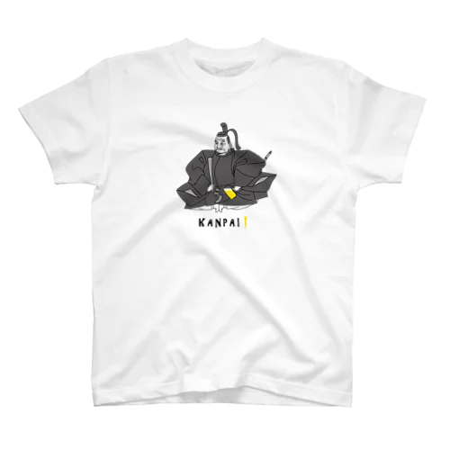 偉人 × BEER（徳川家康）黒線画 スタンダードTシャツ