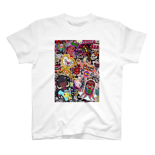 "大集合!!"Hugoオリジナルキャラ＆ロゴシールペタペタ柄 Regular Fit T-Shirt