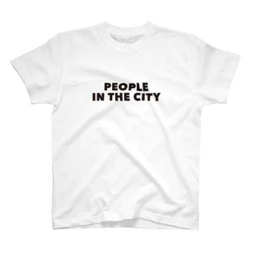 PEOPLE IN THE CITY ブラックプリントB Regular Fit T-Shirt