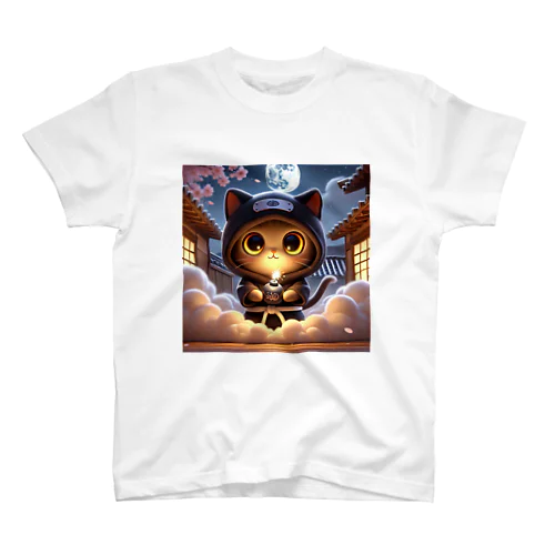 ふわっと瞬間移動！ニャン術忍者 – Fluffy Teleporting Ninja Cat Regular Fit T-Shirt