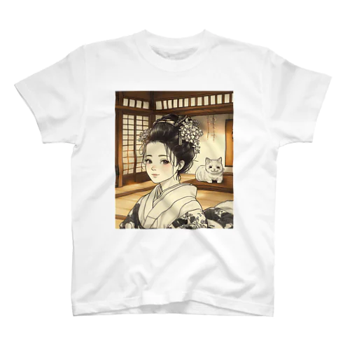 「花と猫と、春の縁側」Tシャツ Regular Fit T-Shirt