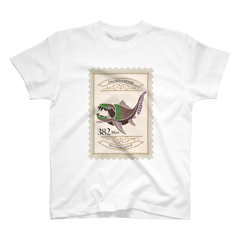 古生物ダンクルオステウスの切手風イラスト Regular Fit T-Shirt