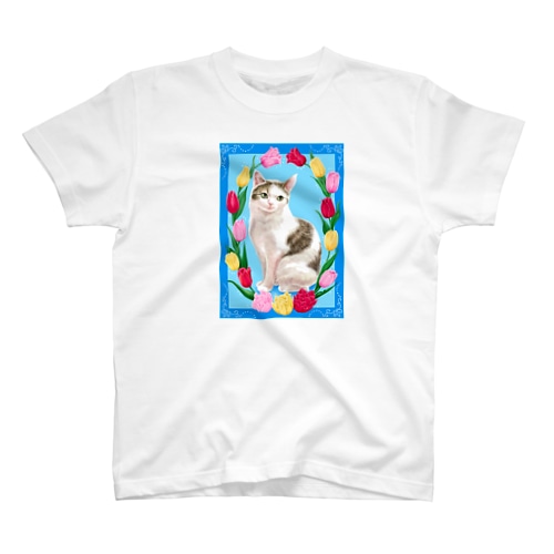 チューリップと猫 Regular Fit T-Shirt