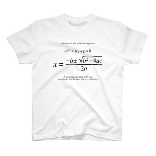 ２次方程式の解の公式：数式：高校数学 スタンダードTシャツ