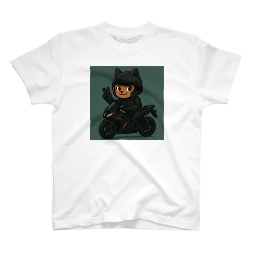 ねこバイク（ブラック） Regular Fit T-Shirt