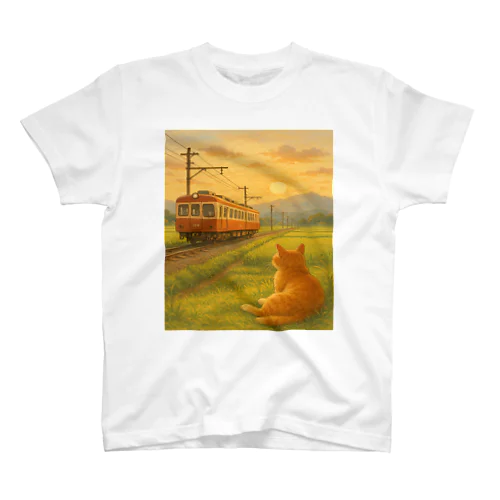 日向ぼっこの猫と三岐鉄道 〜のんびり田園Tシャツ〜 Regular Fit T-Shirt