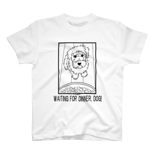 犬ごはん待ちドッグ（黒字） Regular Fit T-Shirt