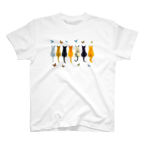 ふんわり水彩の後ろ姿にゃんず Regular Fit T-Shirt