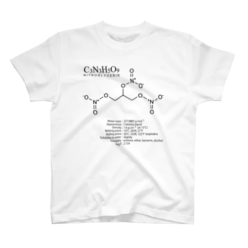 ニトログリセリン：爆発・爆薬：化学：化学構造・分子式 Regular Fit T-Shirt