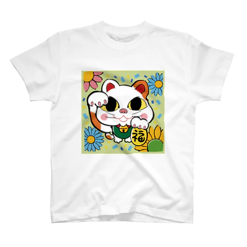 招き猫 　背景あり　 Regular Fit T-Shirt