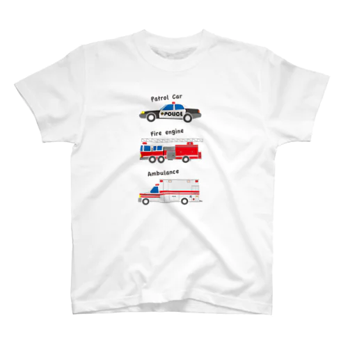 アメリカの緊急車両っぽいイラスト（黒文字） スタンダードTシャツ