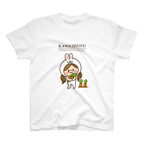 かわいい主婦の1日うさぎ＆ロゴ Regular Fit T-Shirt