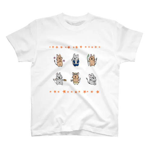 6匹のデグー(ライン:オレンジ色) Regular Fit T-Shirt