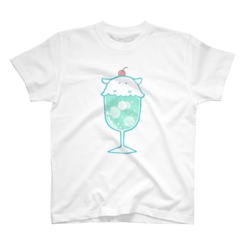 クリームソーダに擬態するメンダコ（淡色メロンソーダ）-擬態妖精ミミカ- Regular Fit T-Shirt
