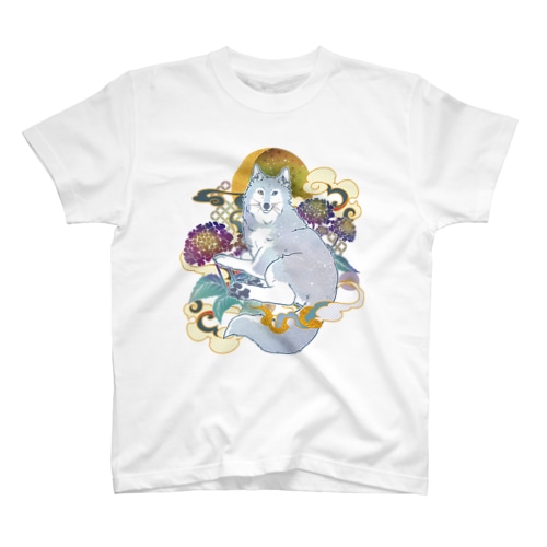 灰色狼T（和風）　 Regular Fit T-Shirt